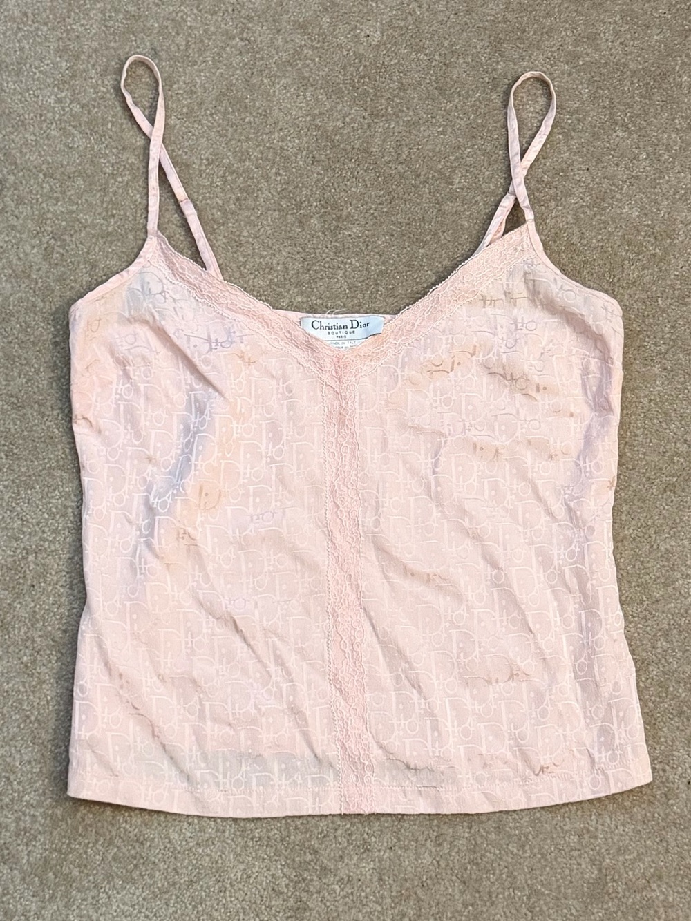 Vintage Christian Dior Diorissimo Trotter Pink Camisole